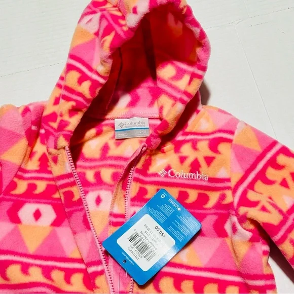 Columbia Pink Orange Fleece Onesie Toddler Size 18-24M - Picture 3 of 5